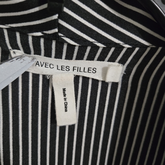 Avec Les Filles Striped Midi Wrap Dress Size XS Long Sleeve Lightweight Macy's - Picture 12 of 16